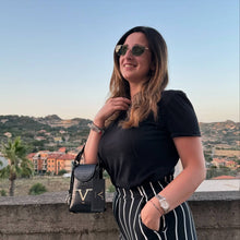 Carica l'immagine nel visualizzatore di Gallery, Borsa Donna V Versace Italia in Pelle Black - Luxury Leather Bag Elegante e Raffinata