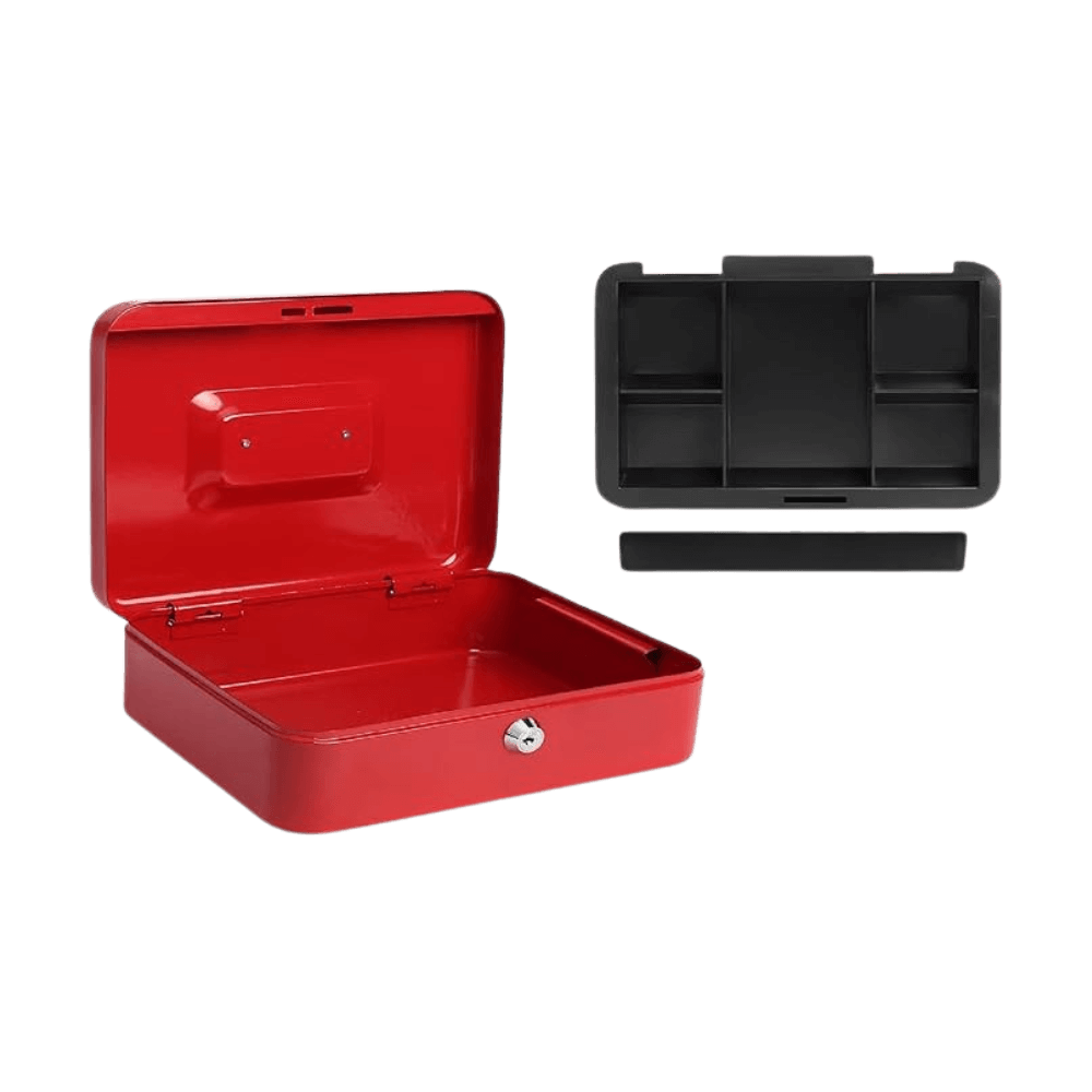 Cassetta Portavalori Rossa Con Vassoio Portamonete - Serratura Di Sicurezza, Dimensioni 200x160x90mm - Foto 2