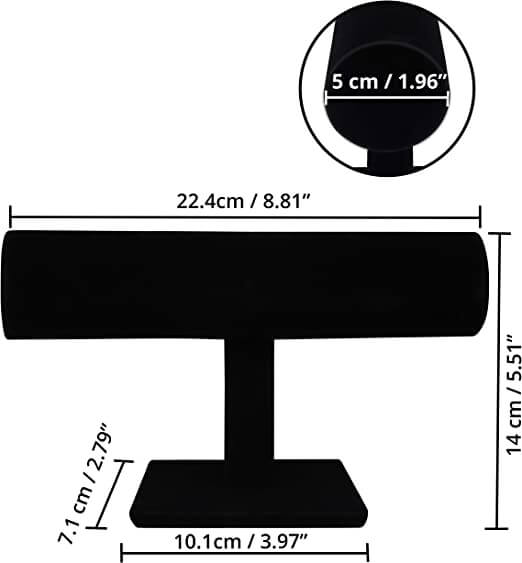 Set 2 Espositori Gioielli In Velluto Nero - Busto Collane E Supporto A T Per Braccialetti - Foto 3